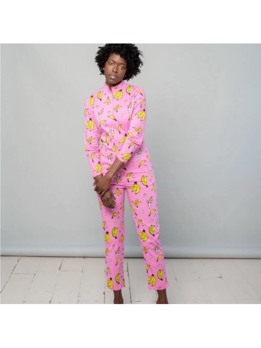 Nooworks Banana Print Pink Jumpsuit